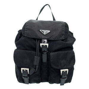 PRADA Two Pocket Tessuto Backpack Rucksack Daybag Black